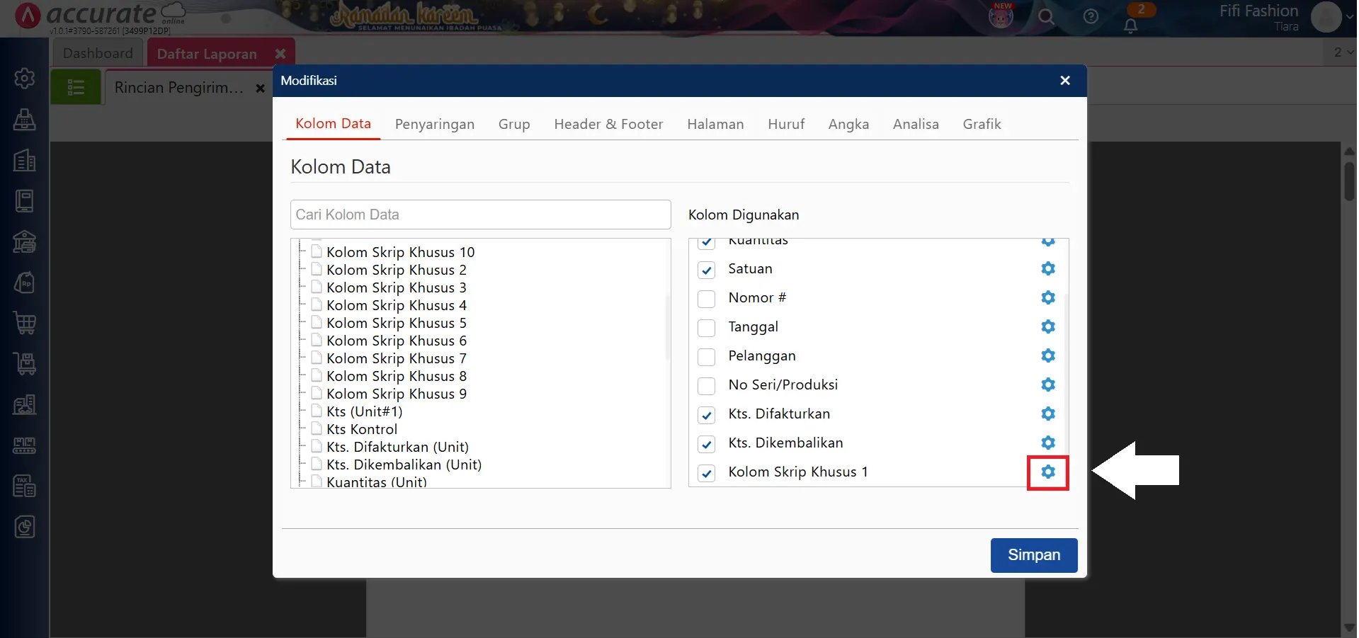 menampilkan kuantitas belum terproses di laporan DO