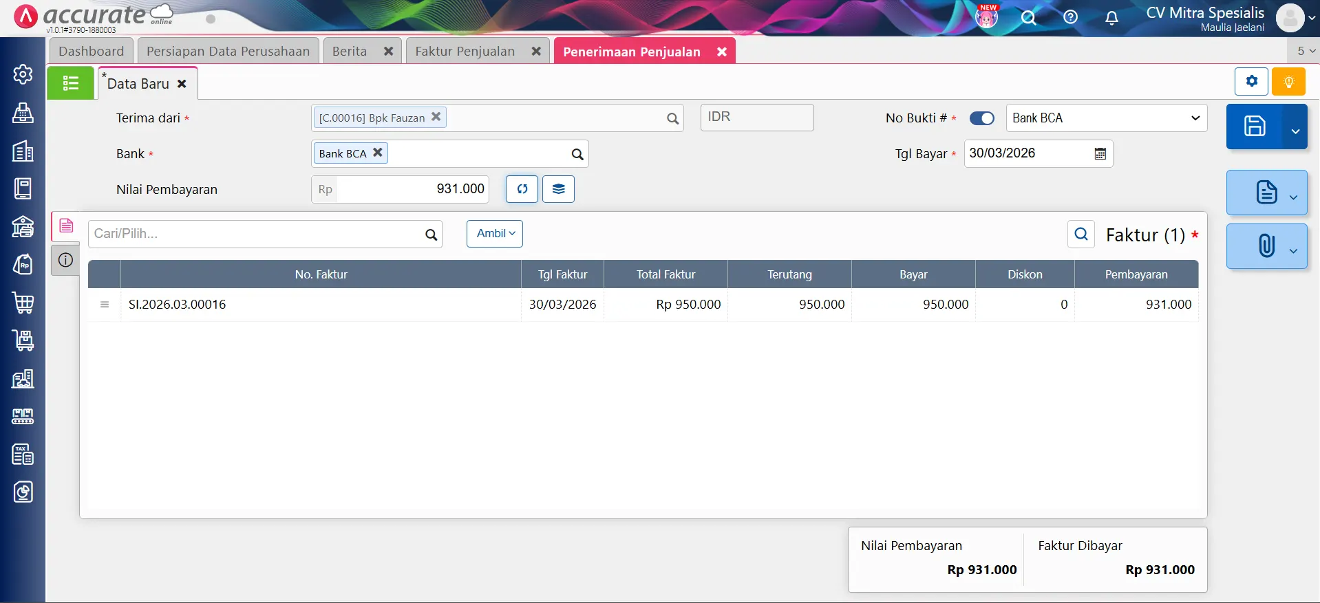 mencatat PPh 23 penjualan jasa