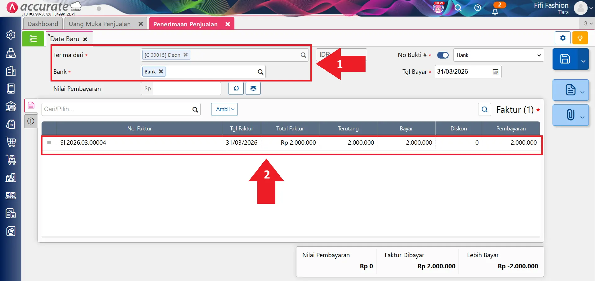 mencatat saldo awal uang muka penjualan