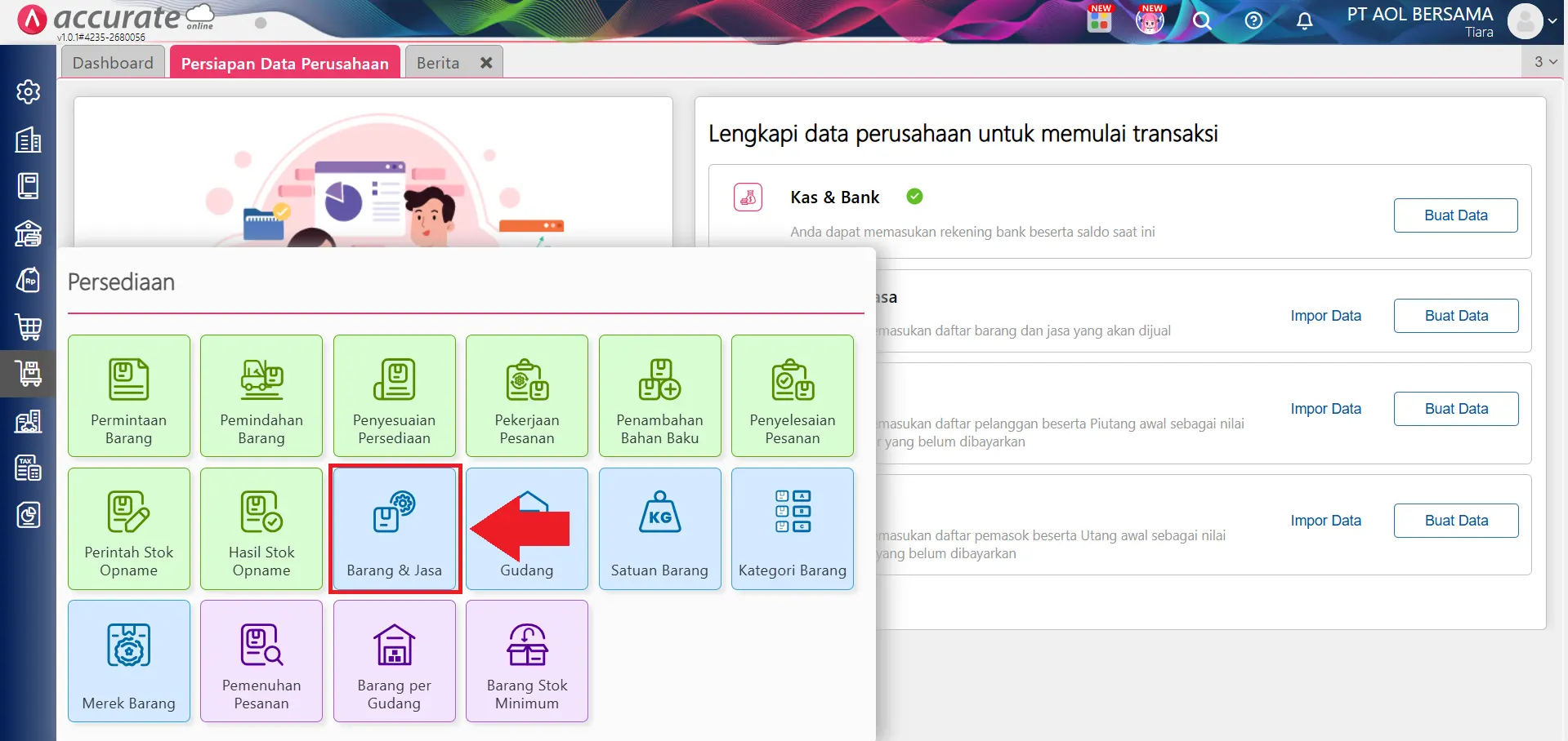 Mengisi data awal
