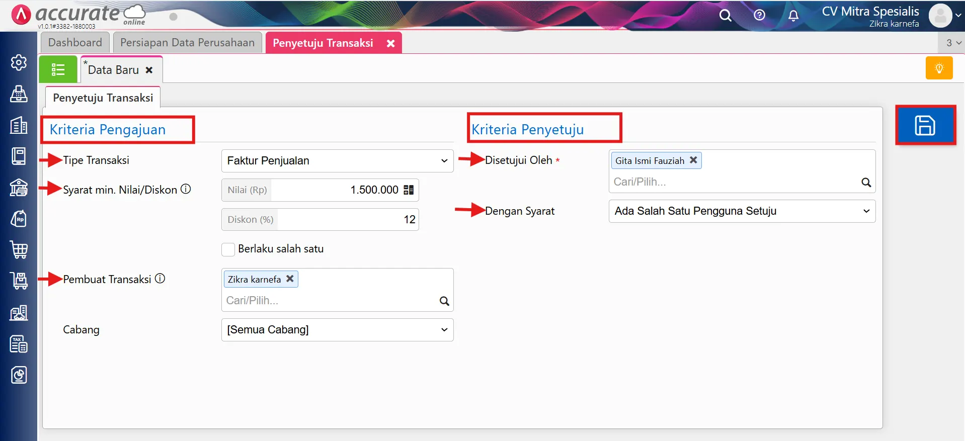 membuat persetujuan diskon penjualan