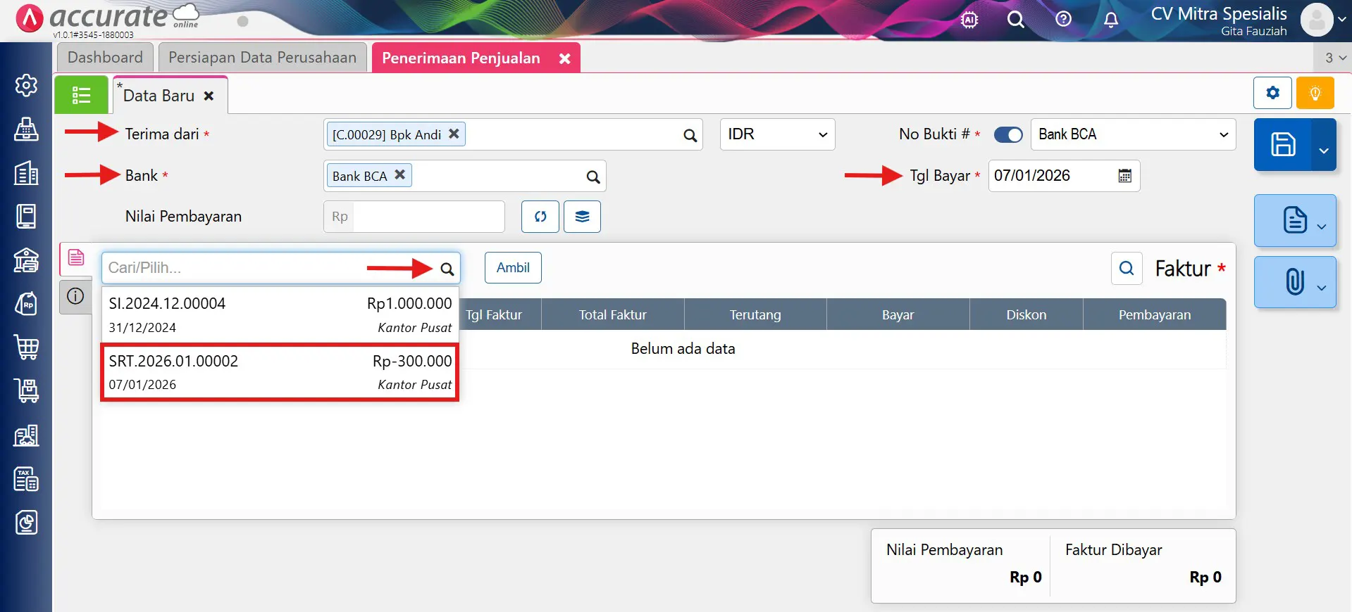 mencatat retur penjualan di Luar Accurate Online