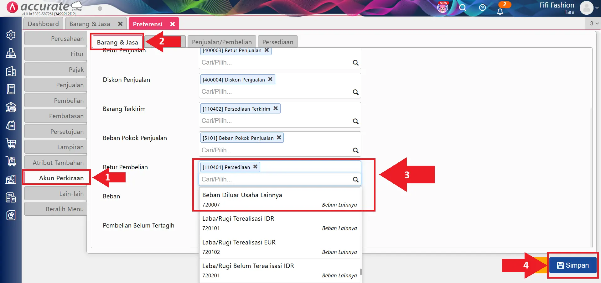 retur biaya dari faktur pembelian