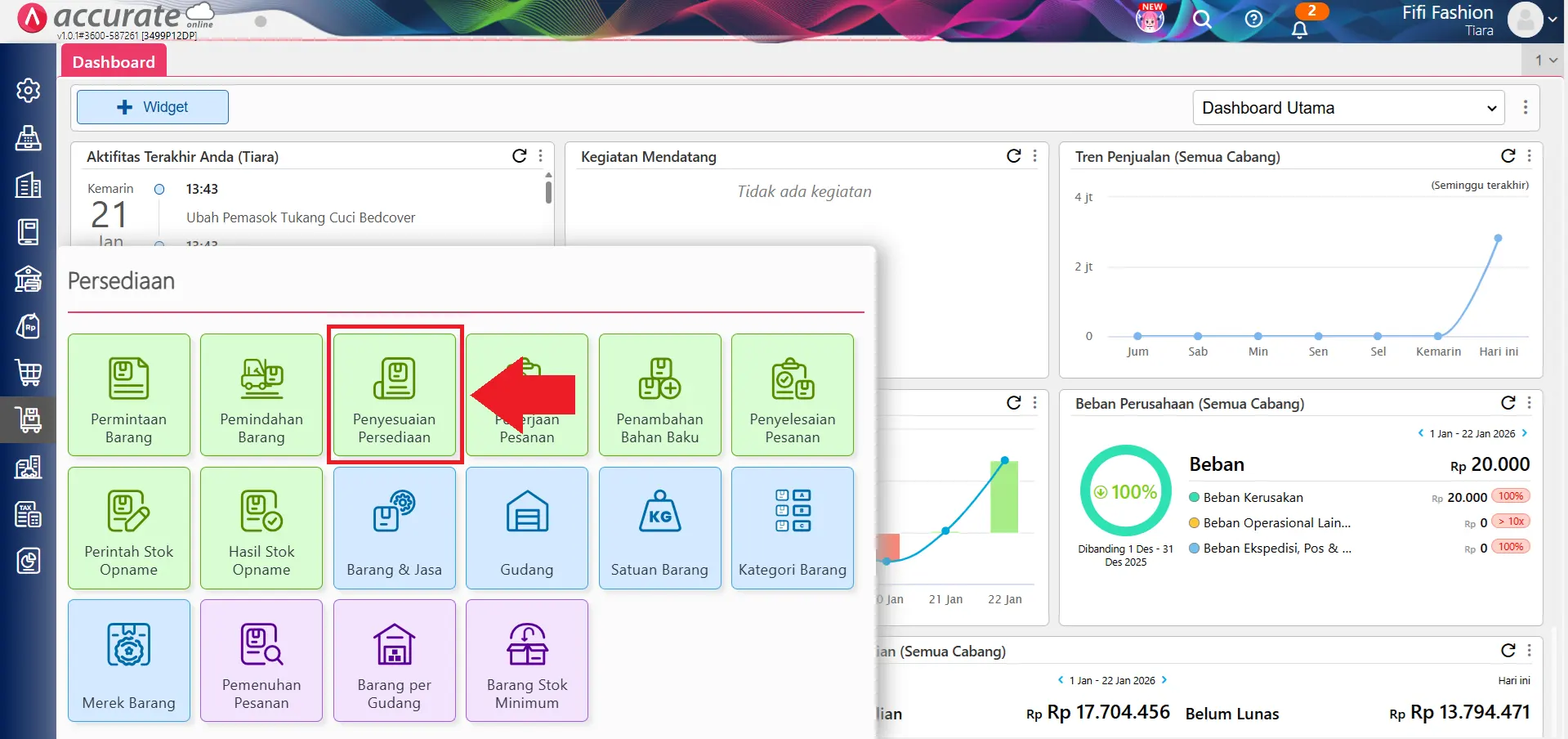 input saldo awal barang terkirim