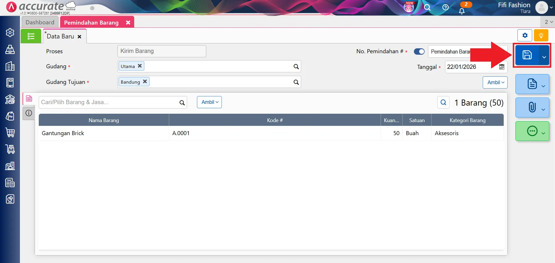 Mencatat permintaan kirim barang