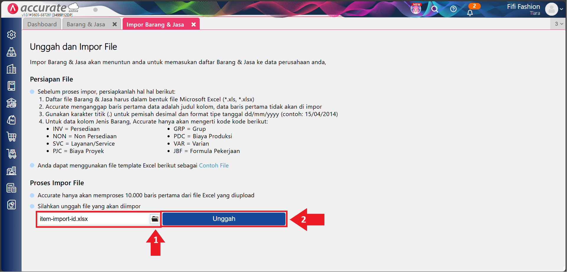 impor barang dengan nomor seri