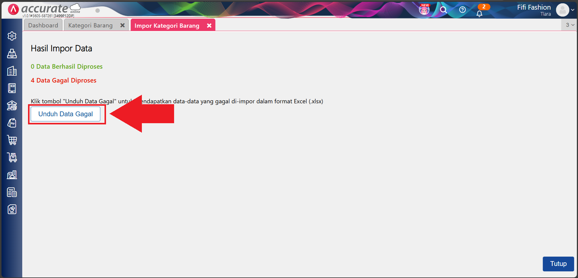 Cara impor kategori barang dari Excel