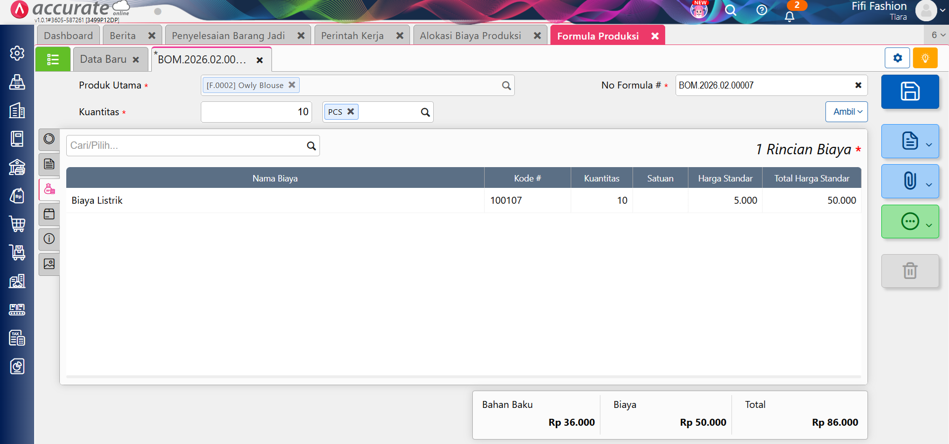 catat alokasi biaya produksi