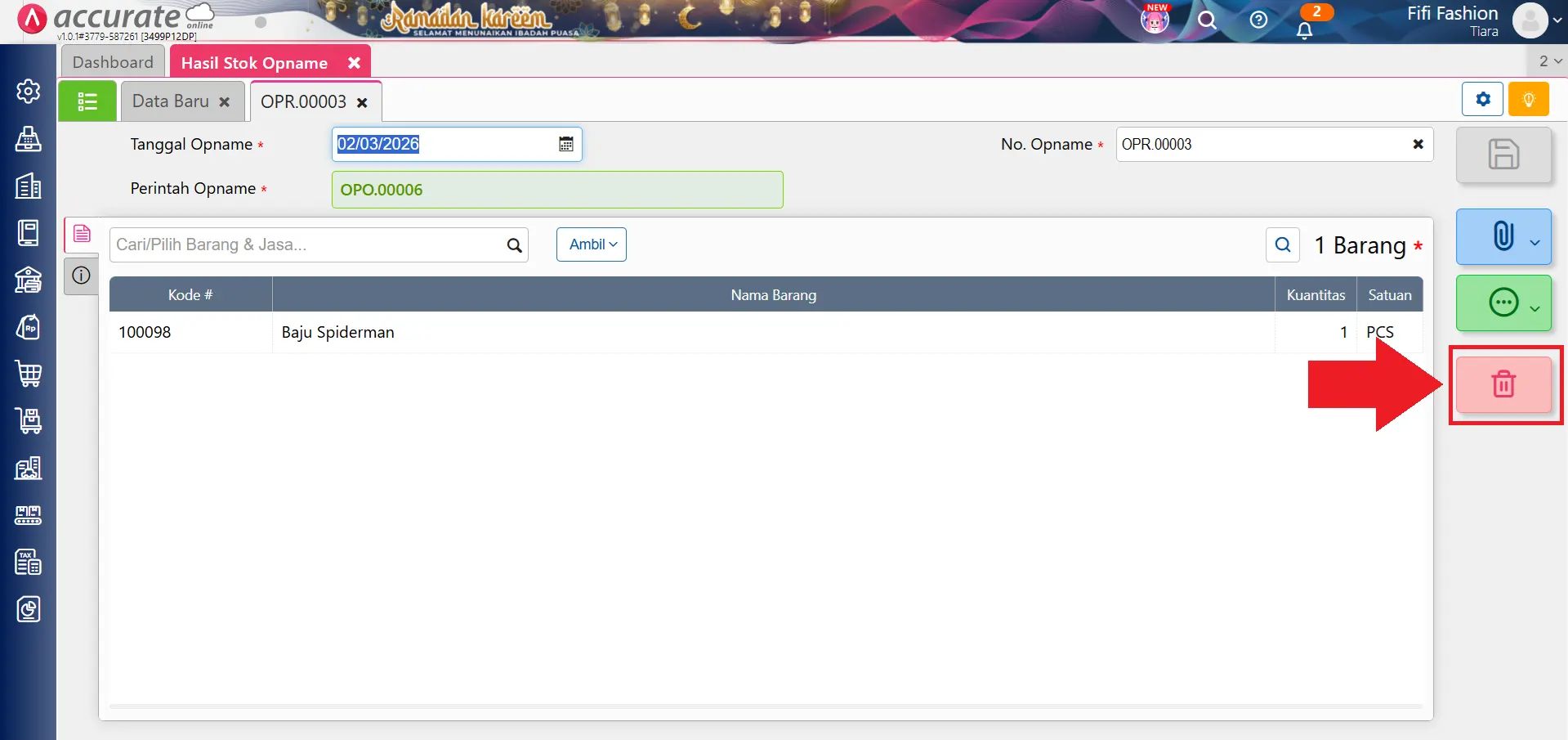 hapus perintah stock opname