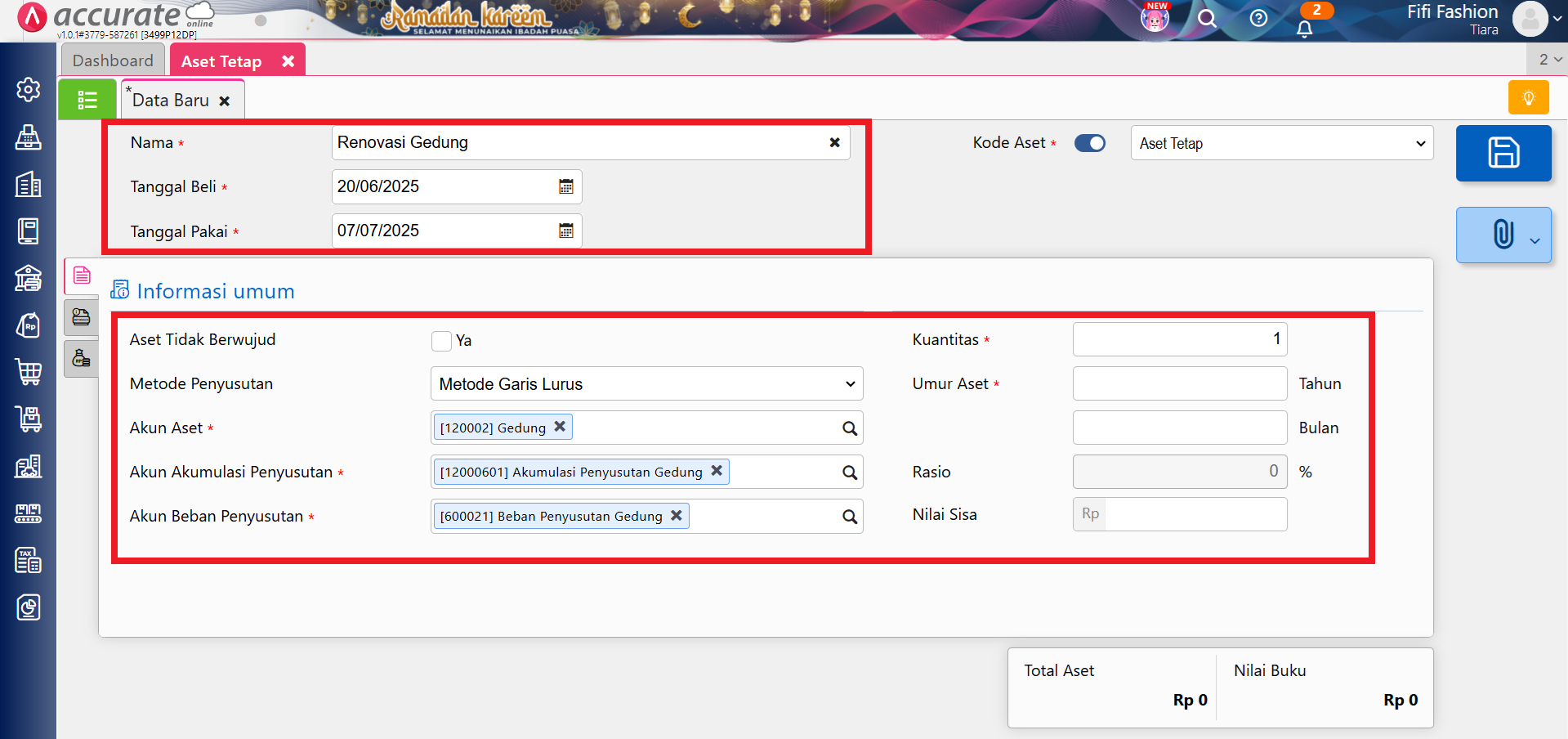 pembangunan gedung jadi aset tetap