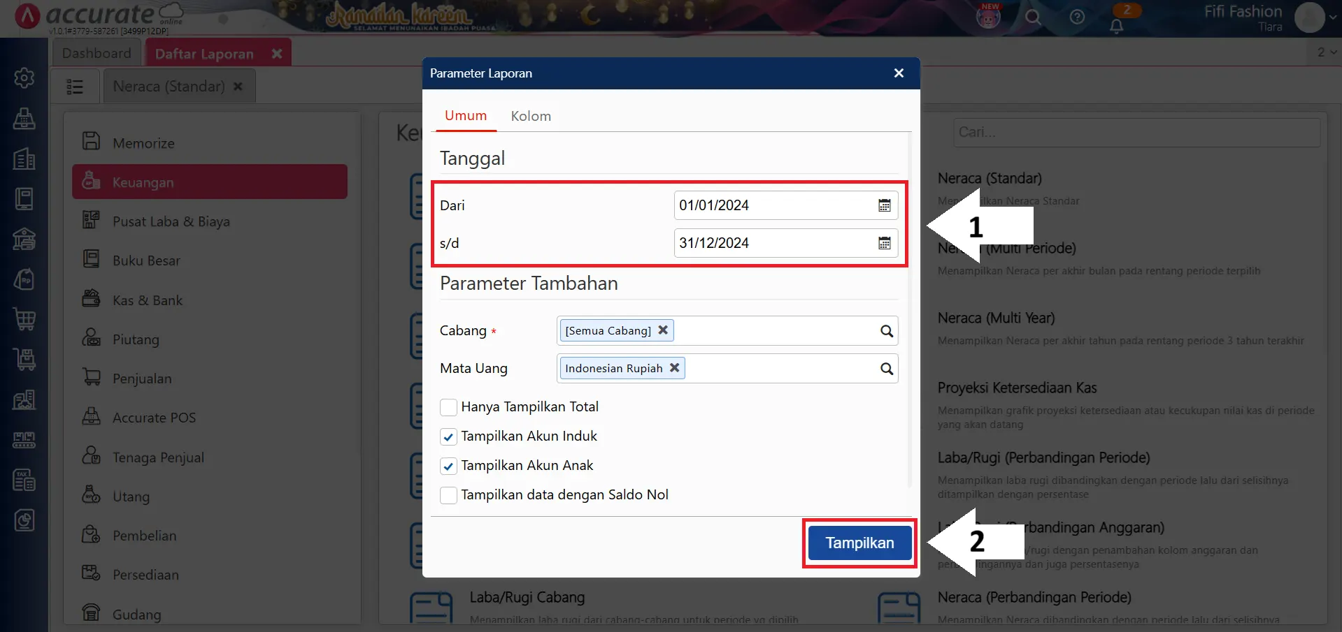 akun laba tahun ini di laporan neraca