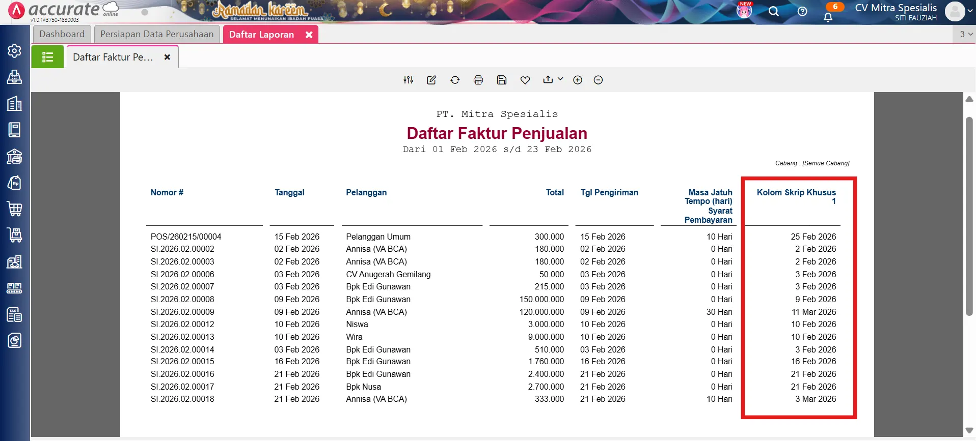 menggunakan rumus tanggal &amp; hari pada laporan