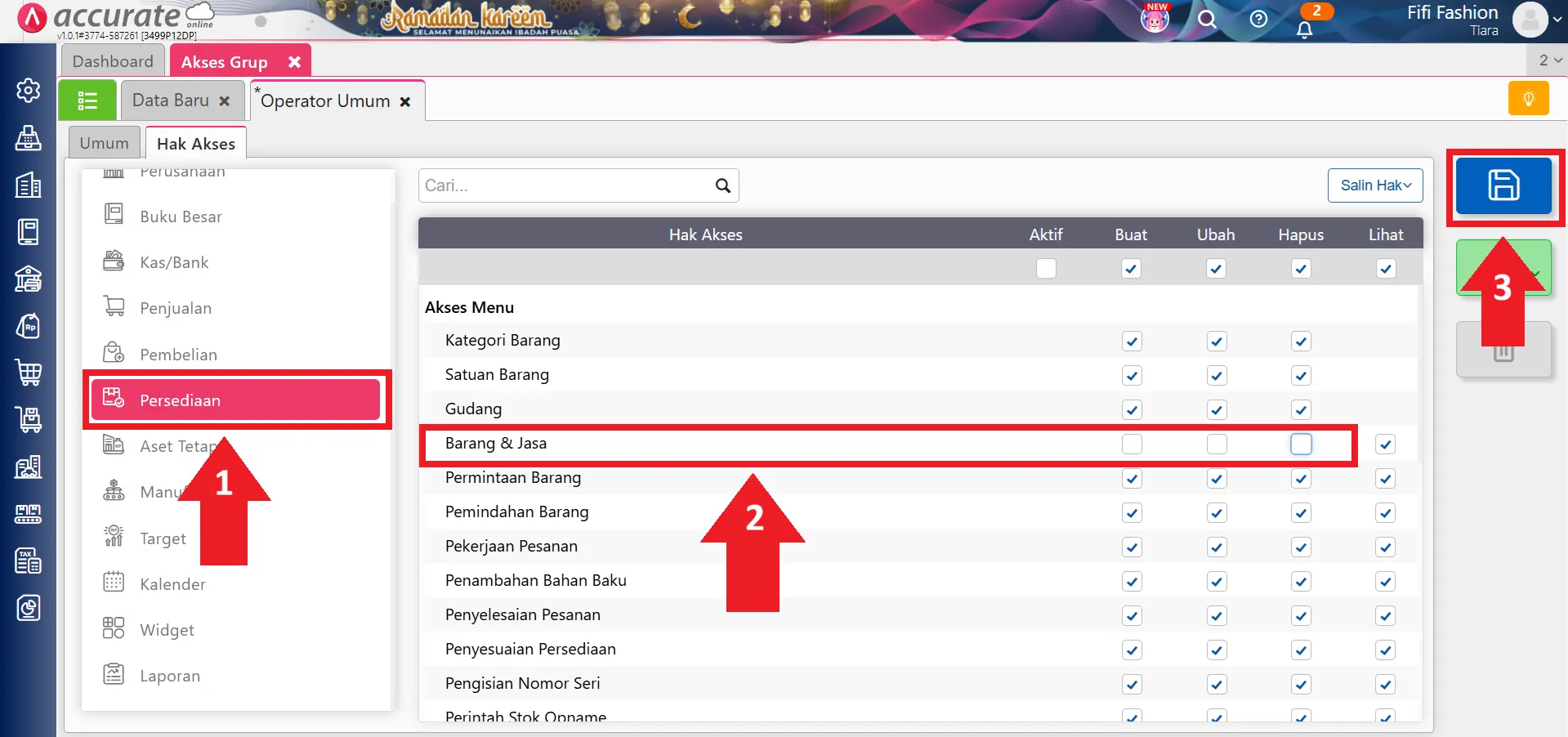 menyembunyikan nilai stok