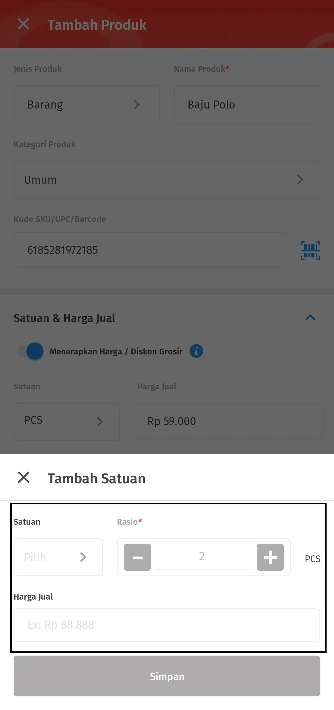 menambahkan produk barang