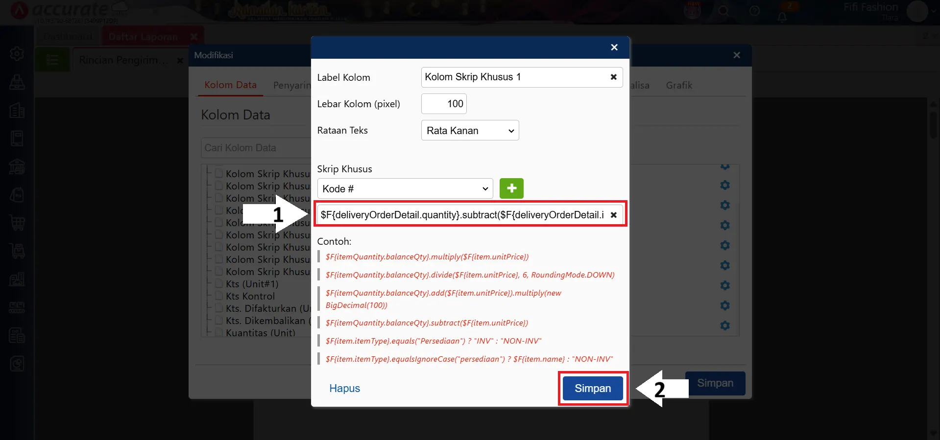 menampilkan kuantitas belum terproses di laporan DO