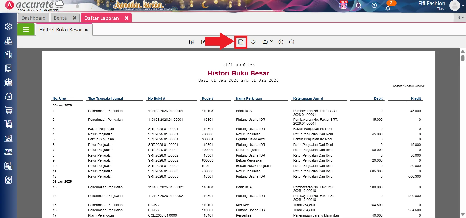 menampilkan nomor urut