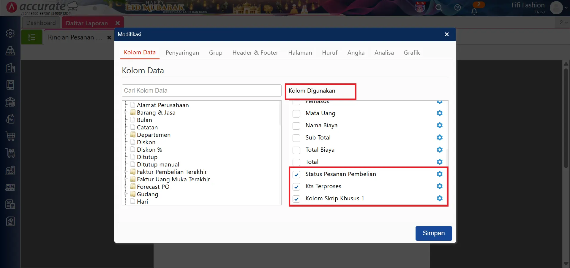 menampilkan kts. belum terproses 0 pesanan pembelian