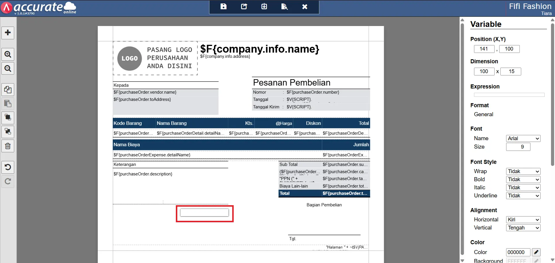 menampilkan total qty purchase order
