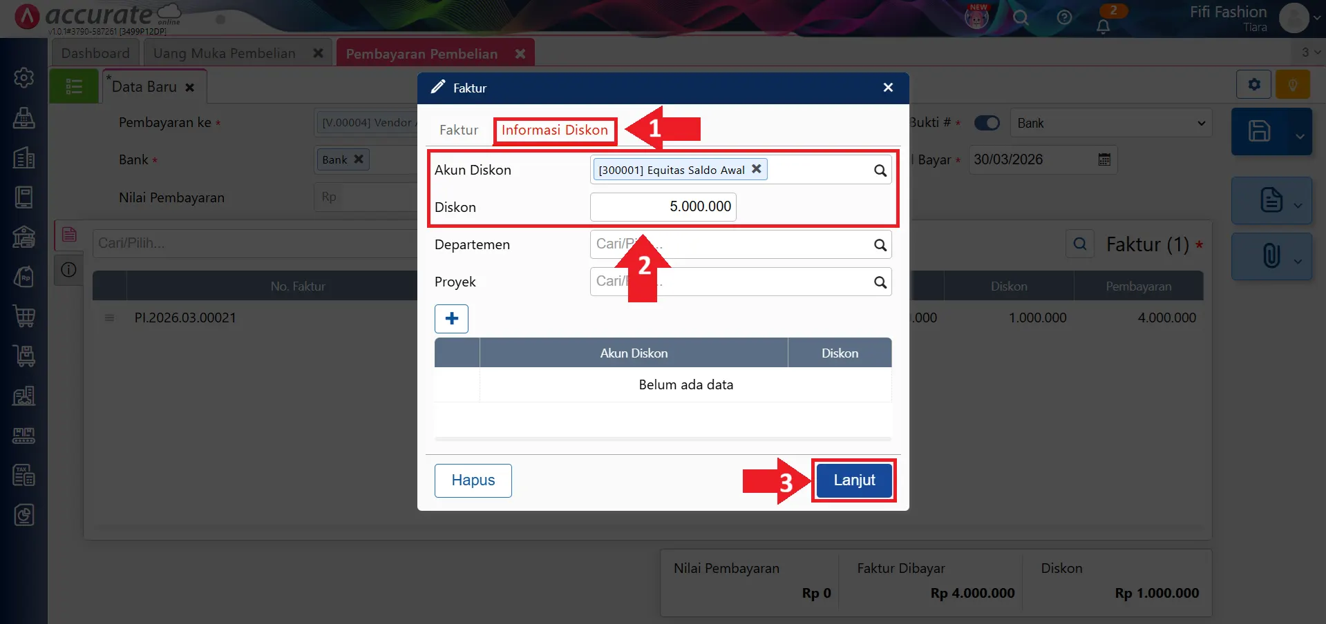mencatat saldo awal uang muka pembelian