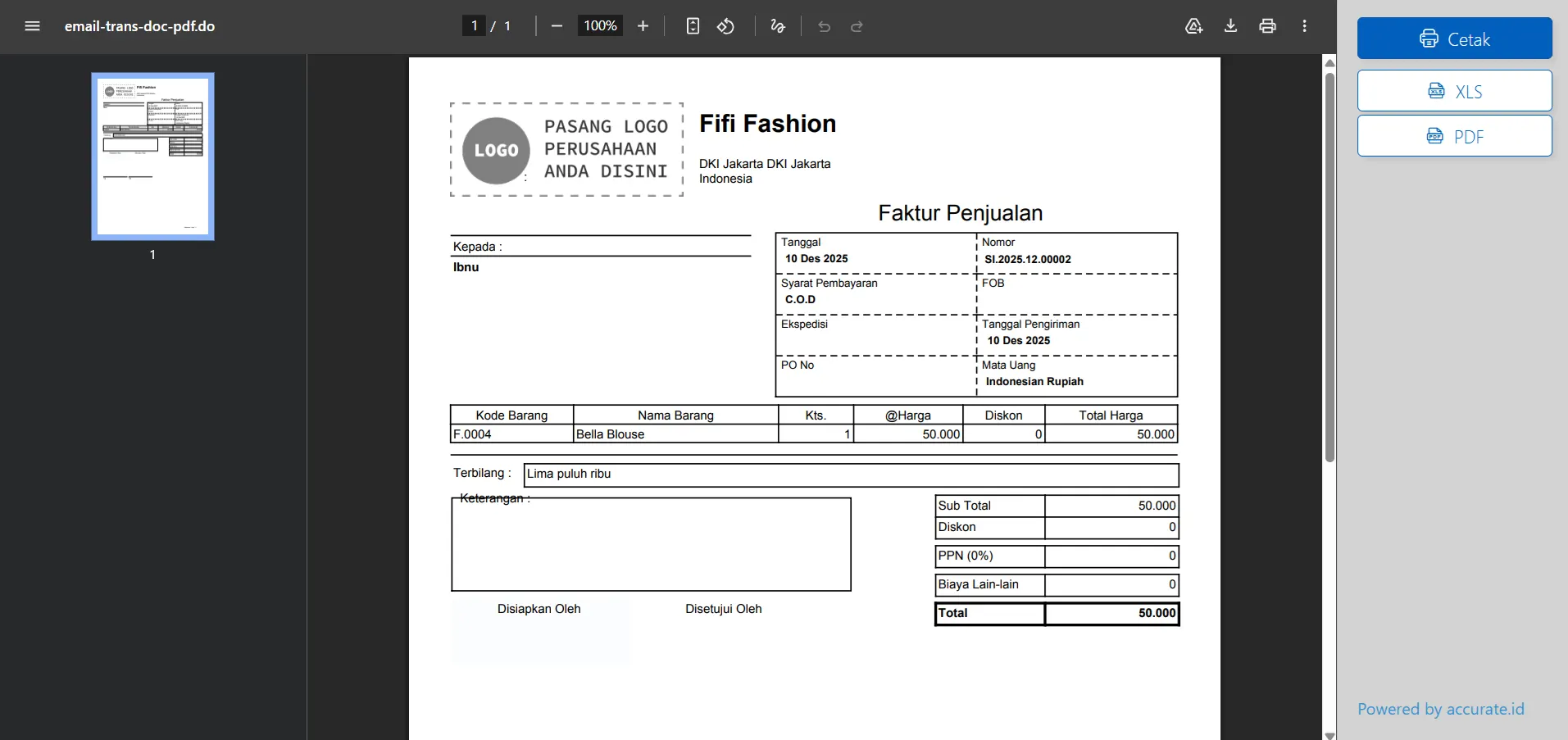 kirim faktur ke Whatsapp