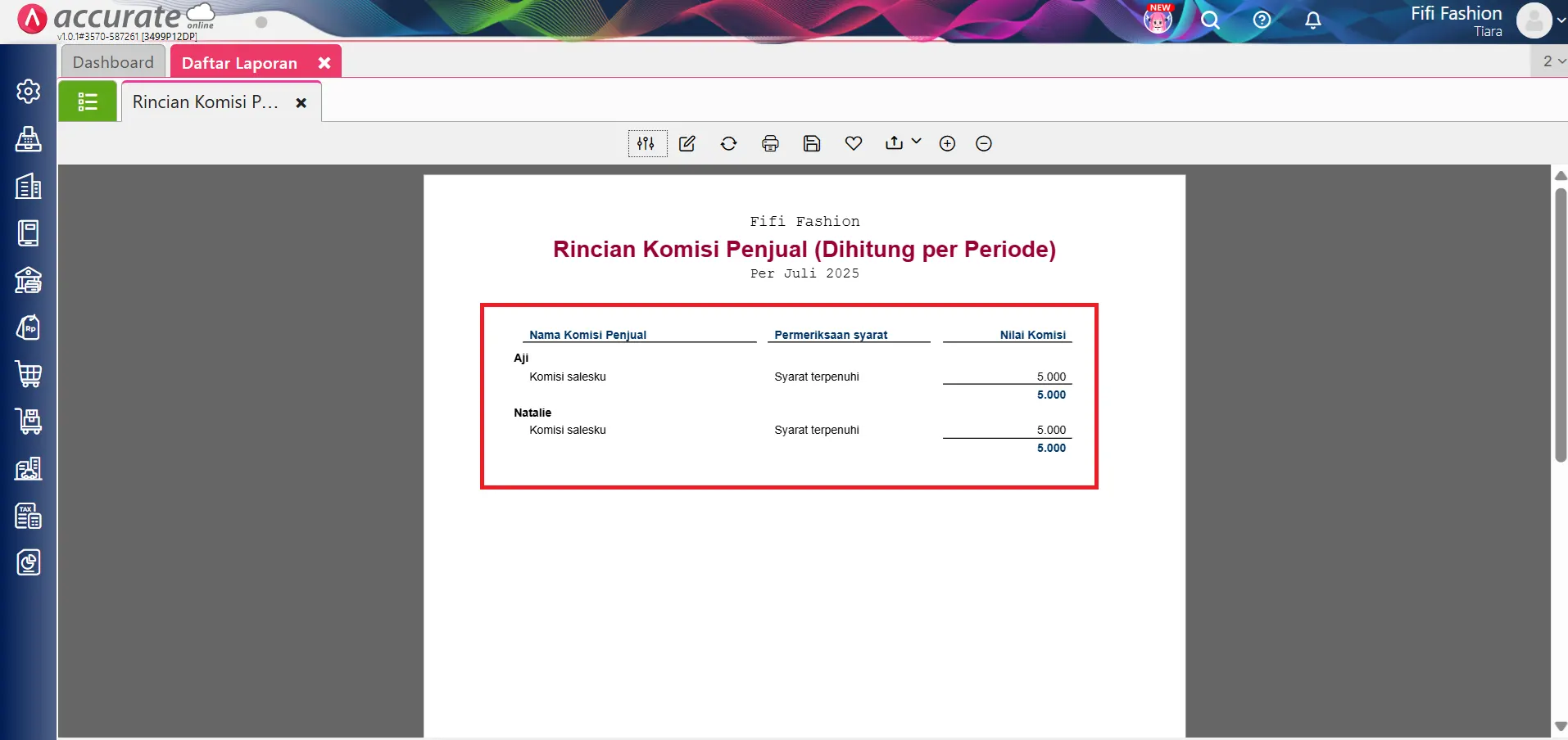 komisi nilai tetap per faktur