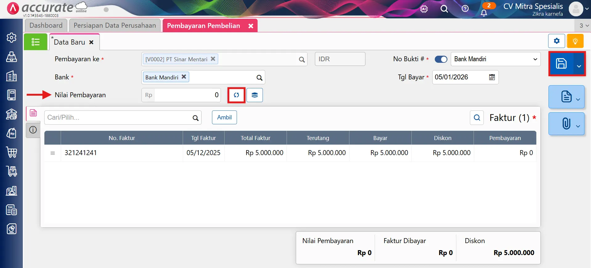 pembelian dilunasi pihak ketiga