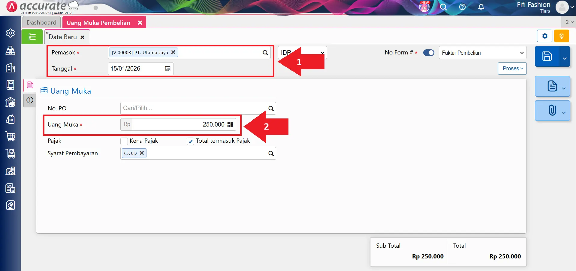 mencatat kelebihan pembayaran pembelian