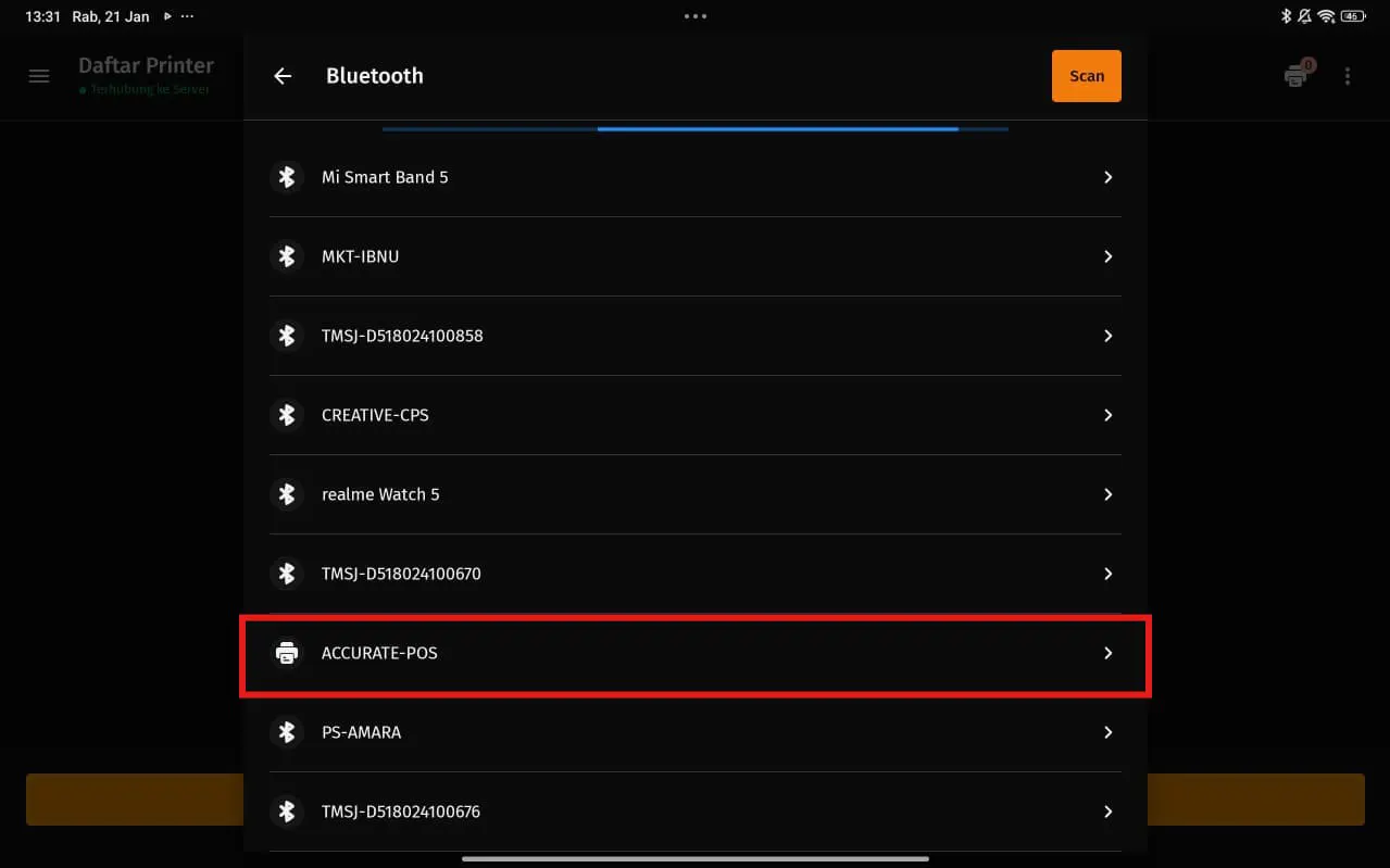 cetak tiket pesanan KDS