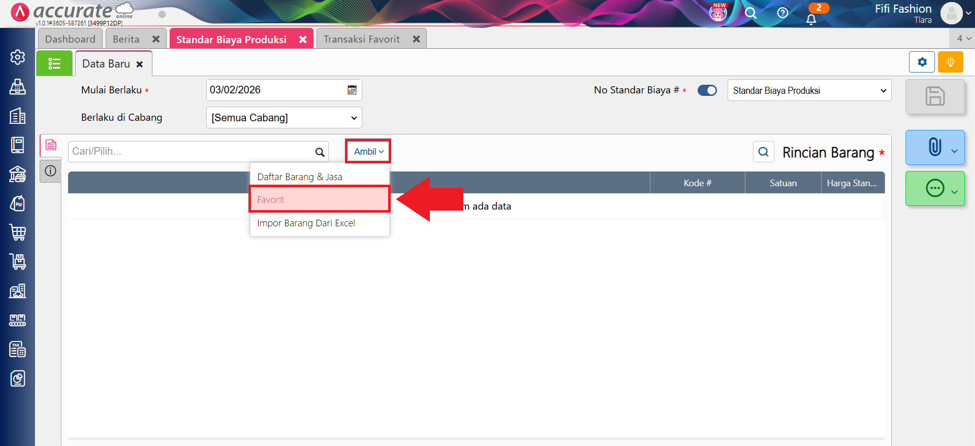standar biaya produksi