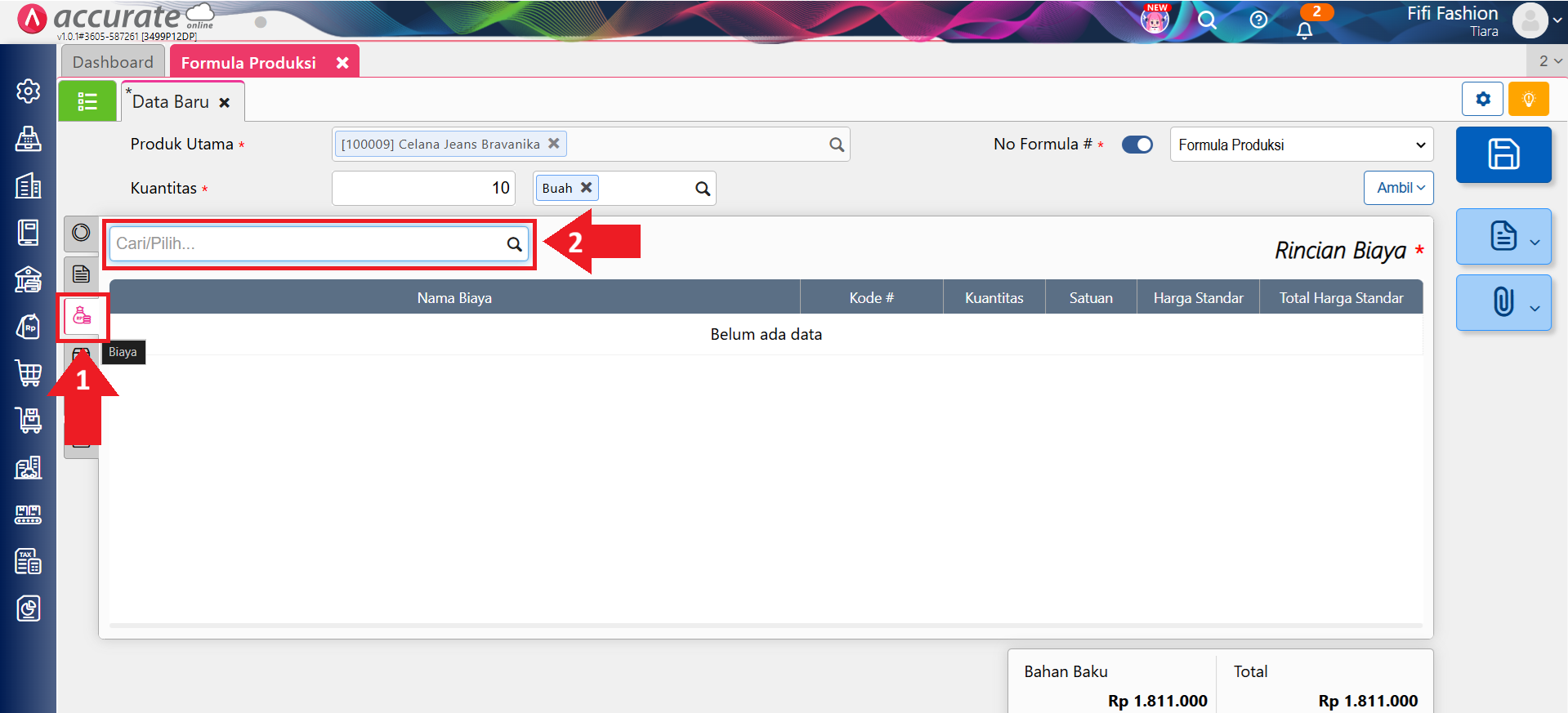 formula produksi dengan tahapan