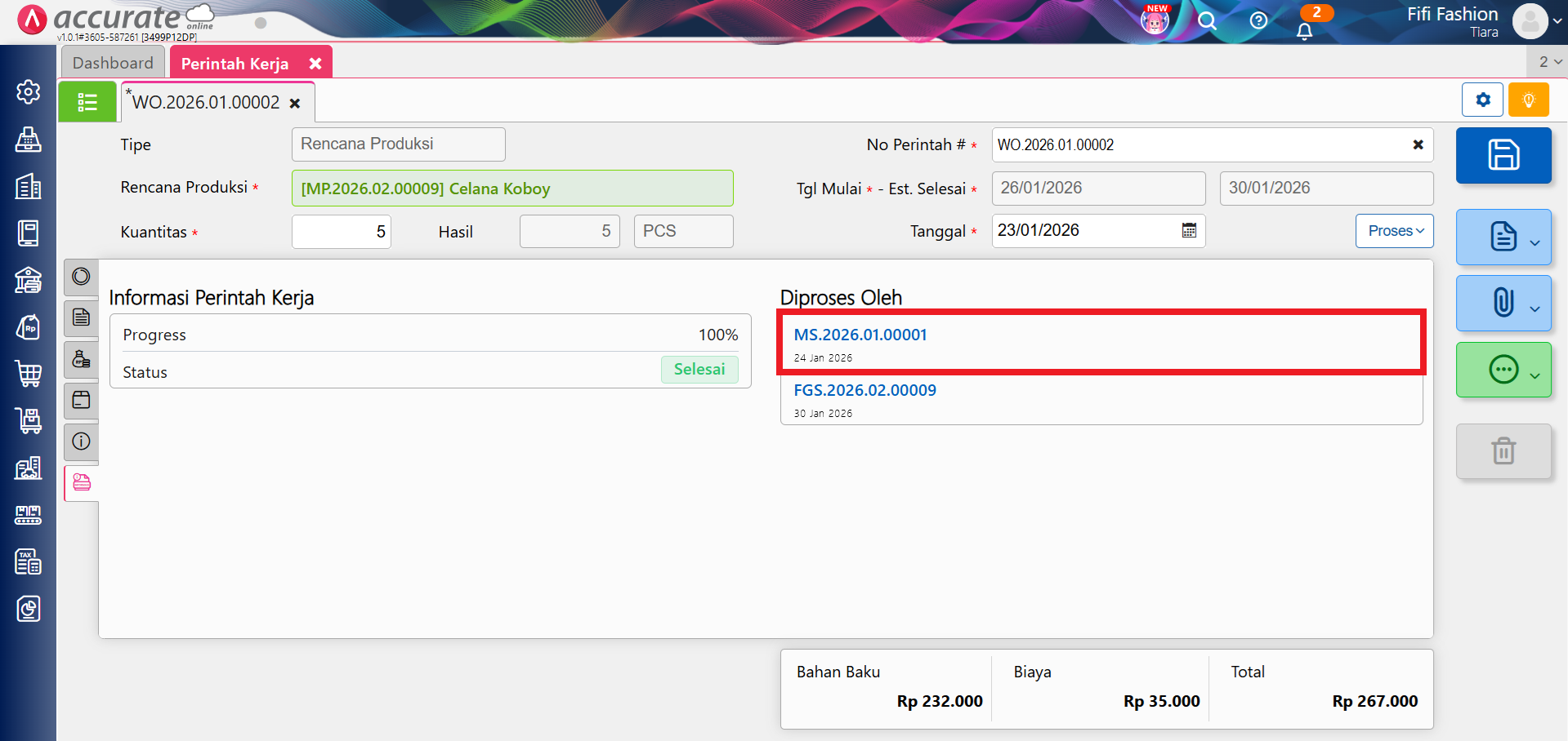error proses akhir bulan perintah kerja
