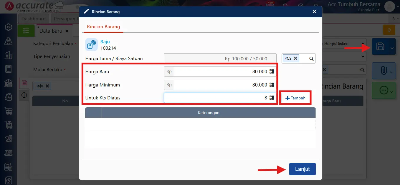 menambahkan harga/diskon grosir
