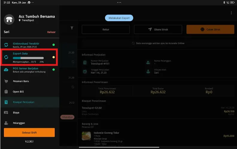 Kirim ulang penjualan