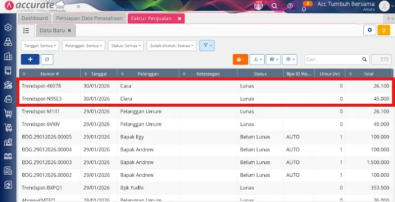 catat transaksi apos aol