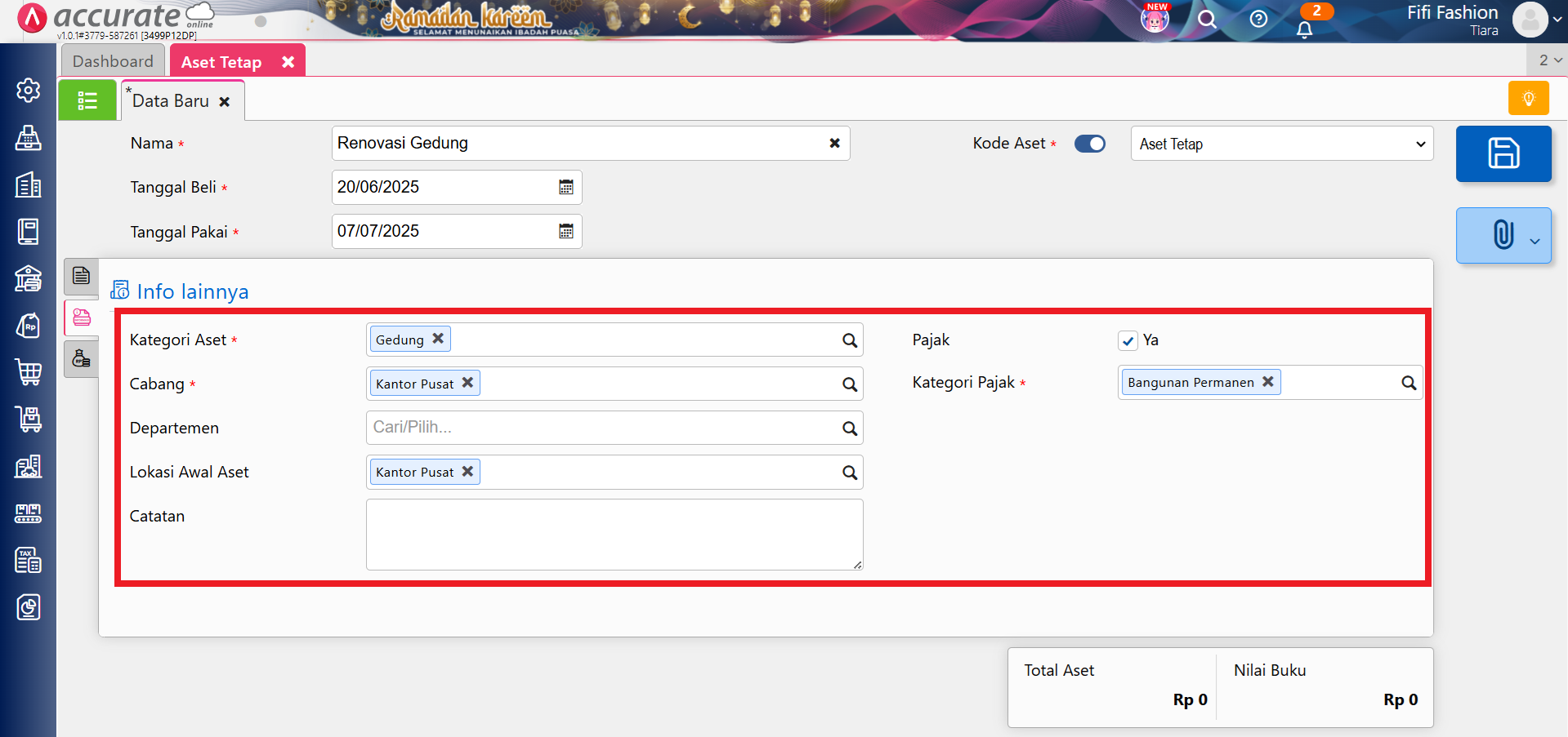 pembangunan gedung jadi aset tetap