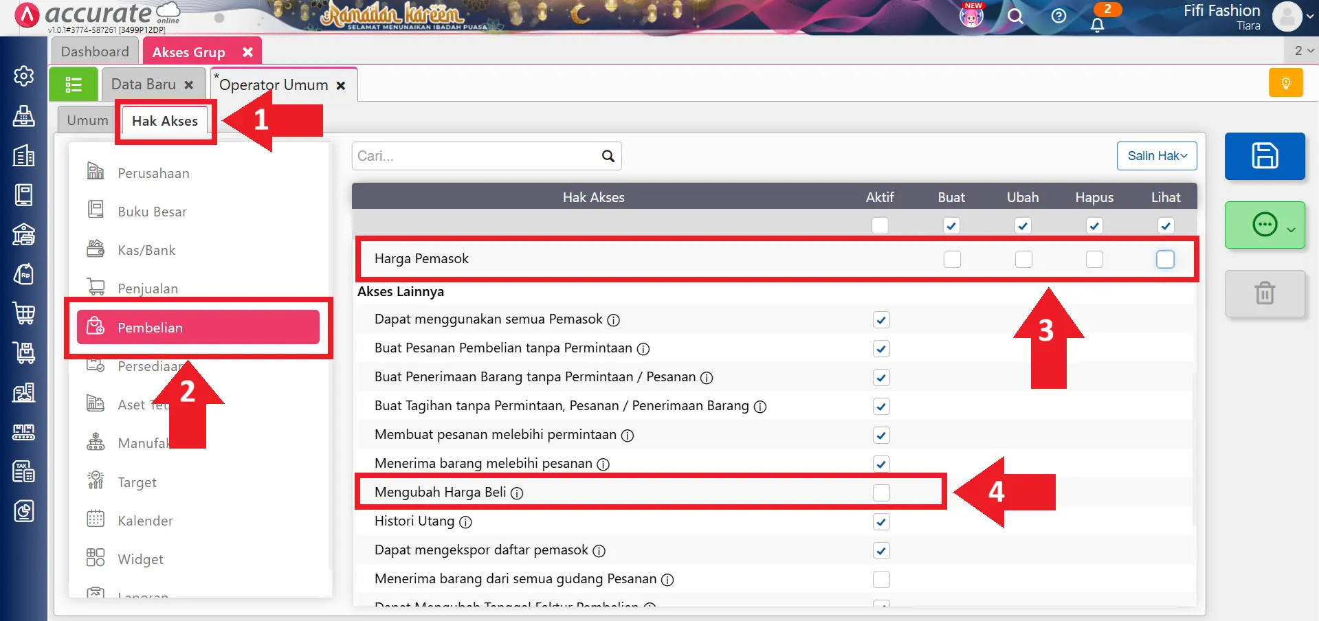 menyembunyikan nilai stok