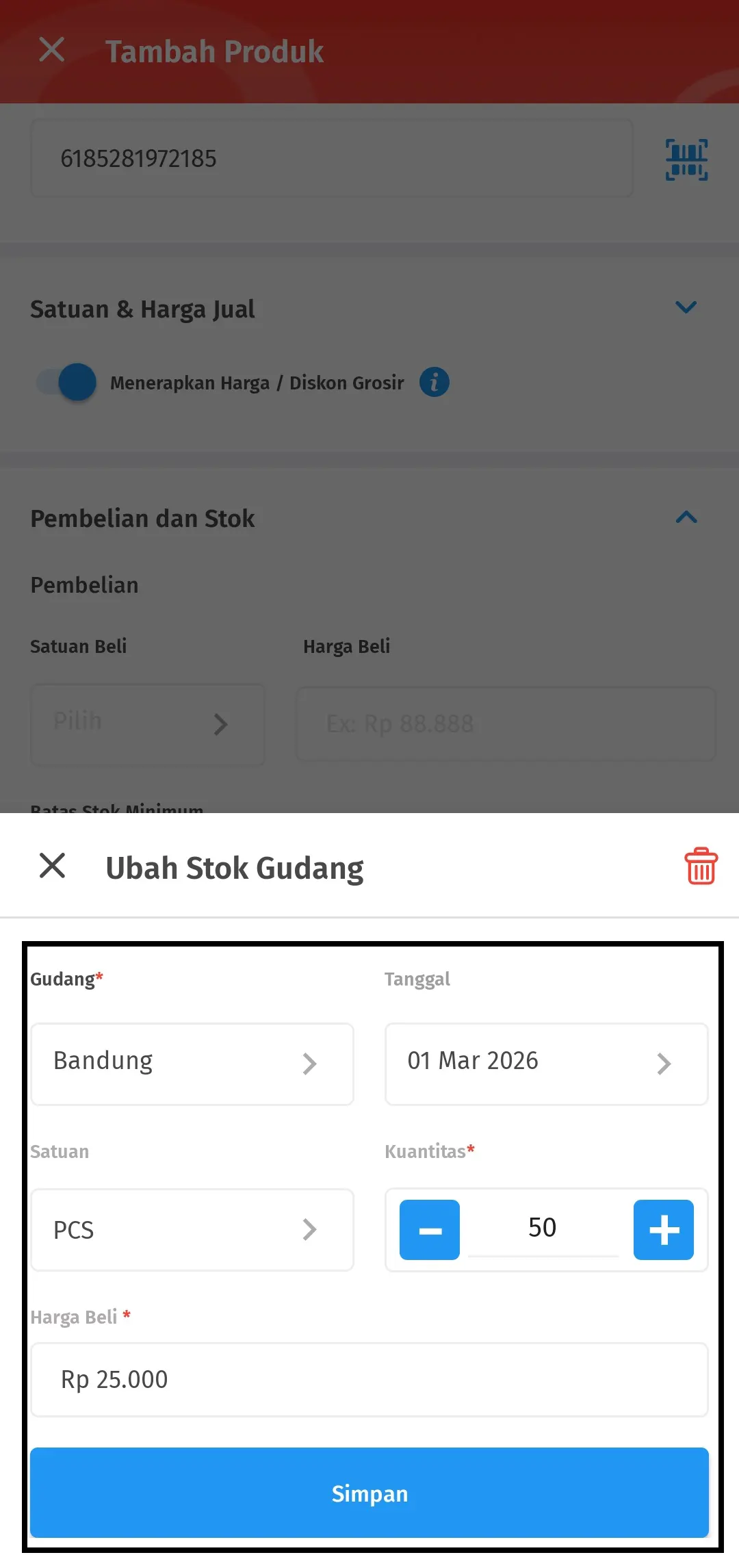 menambahkan produk barang
