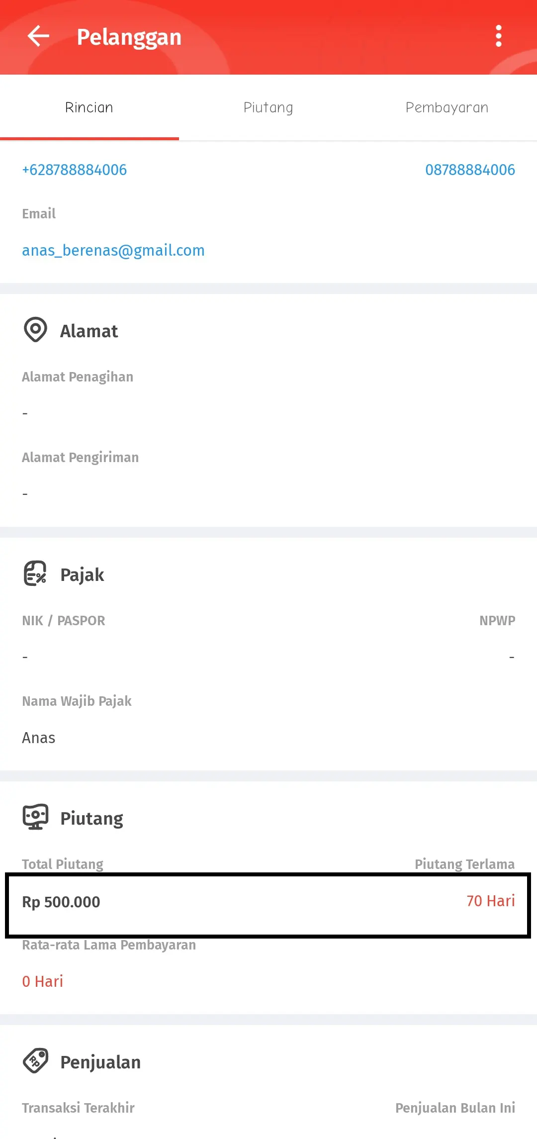 mengisi saldo piutang