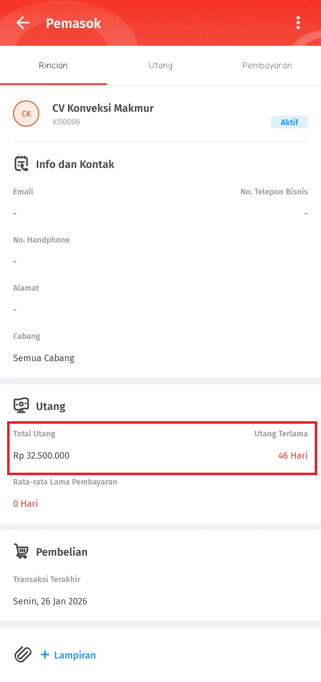 mengisi saldo utang pemasok