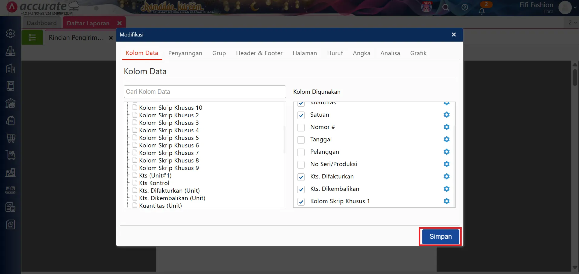 menampilkan kuantitas belum terproses di laporan DO