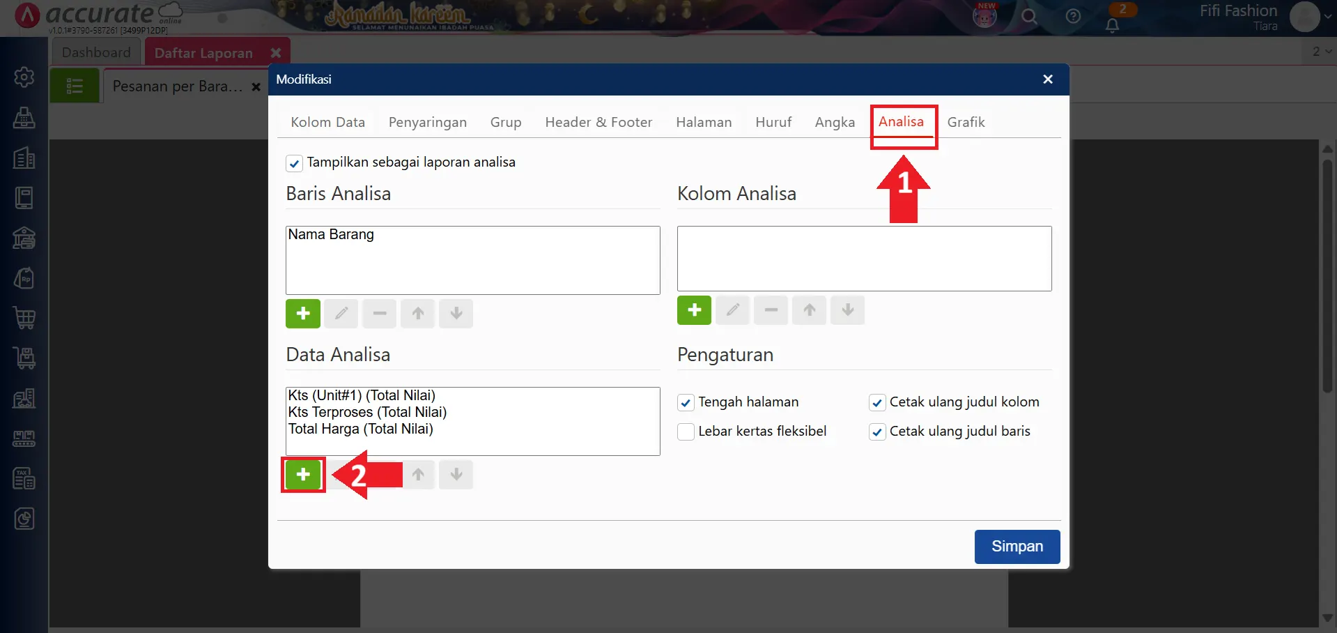 menampilkan kuantitas belum proses di laporan pesanan