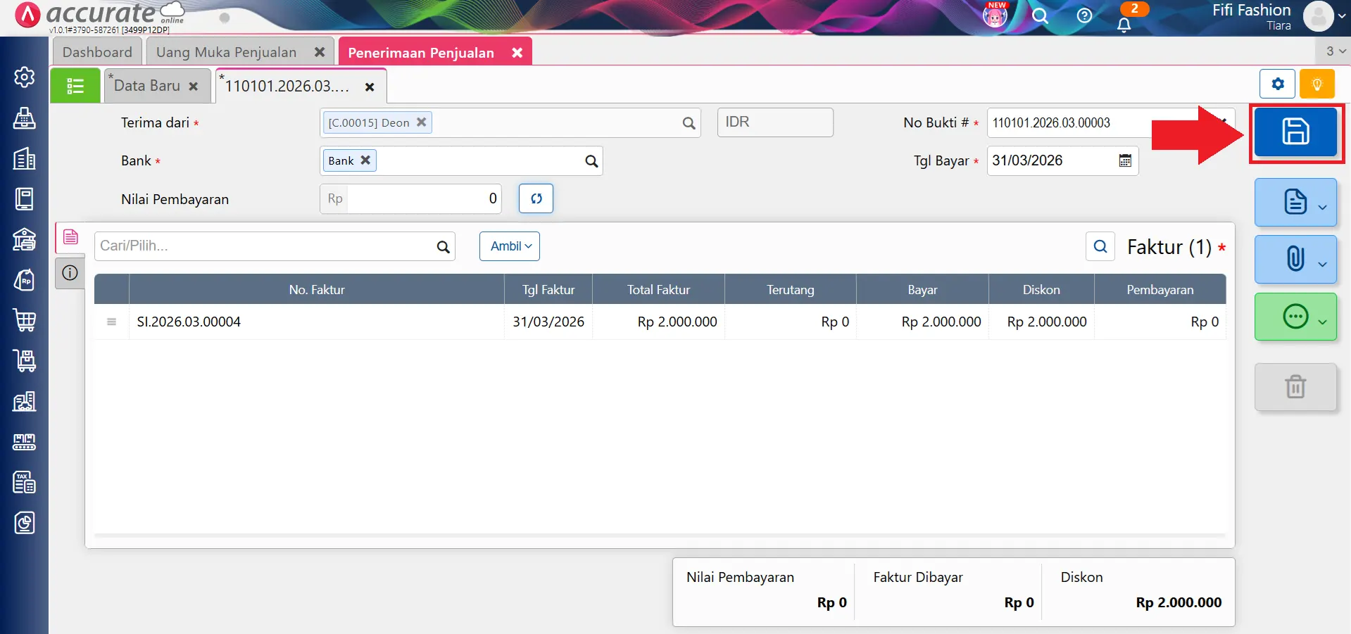 mencatat saldo awal uang muka penjualan