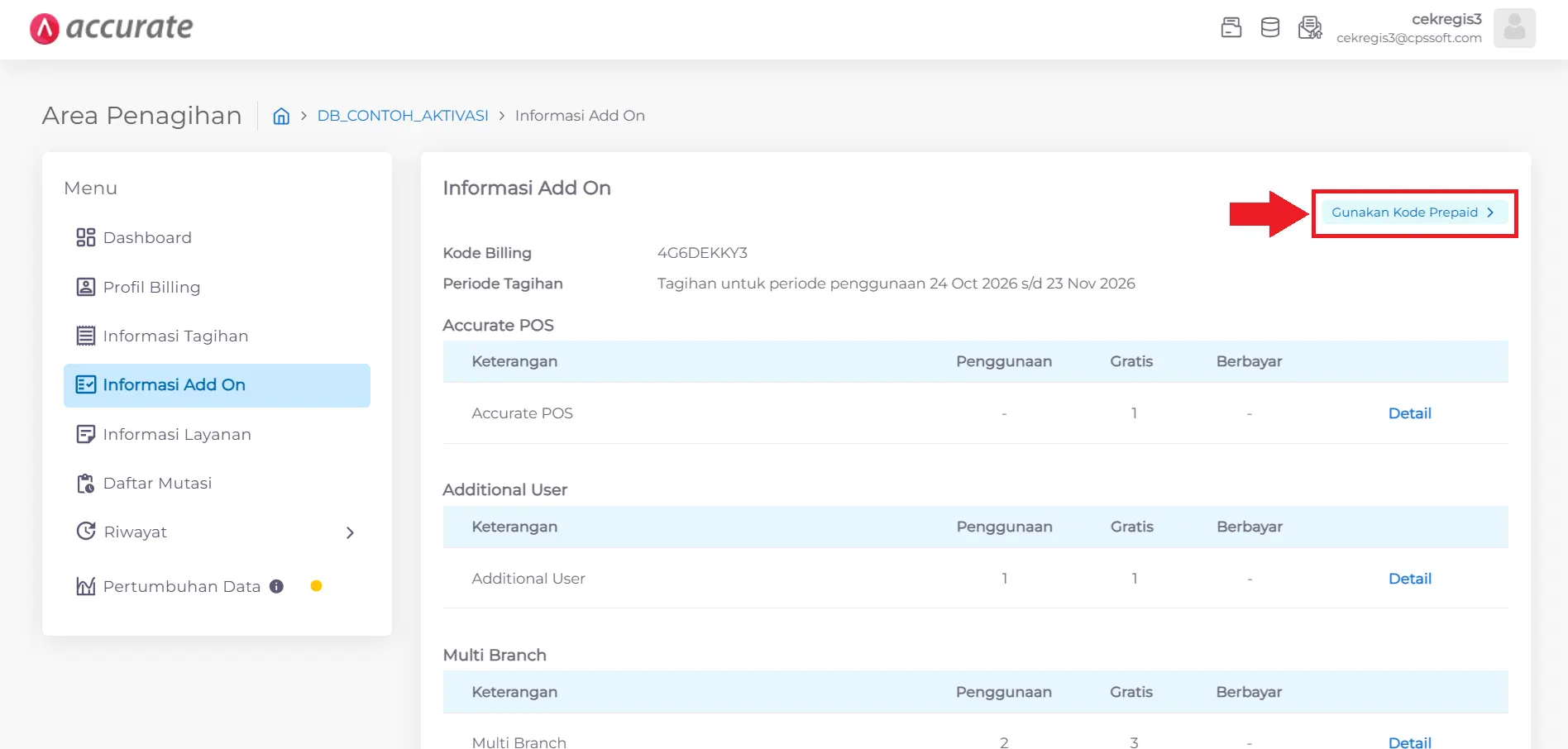 penggunaan paket add-on