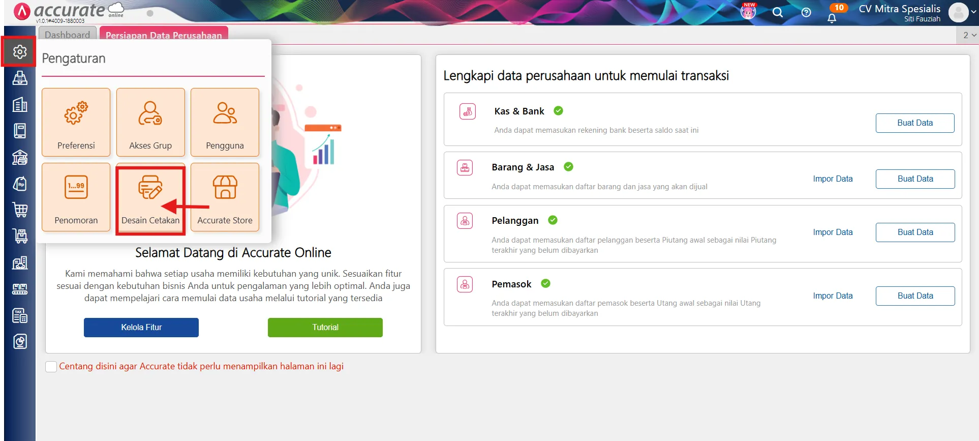 menampilkan total nilai dan terbilang