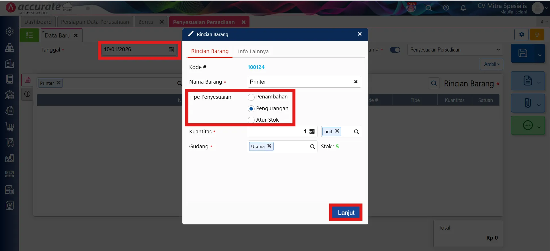 Persediaan menjadi aset tetap