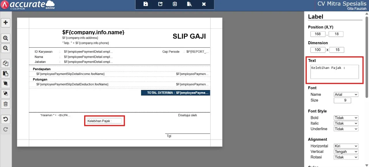 menampilkan pajak lebih bayar