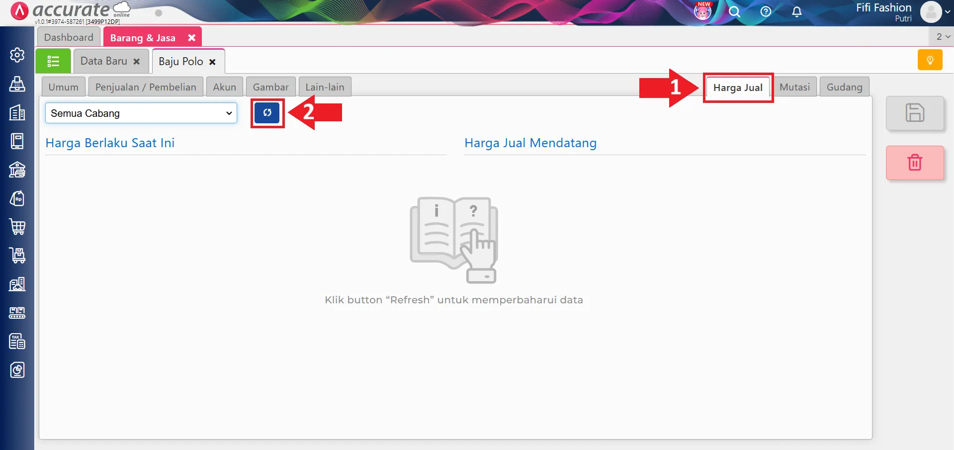 cara melihat harga jual mendatang